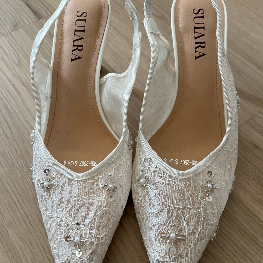 LARA Ivory Lace Heels